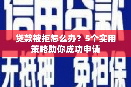 泌阳贷款被拒怎么办？5个实用策略助你成功申请