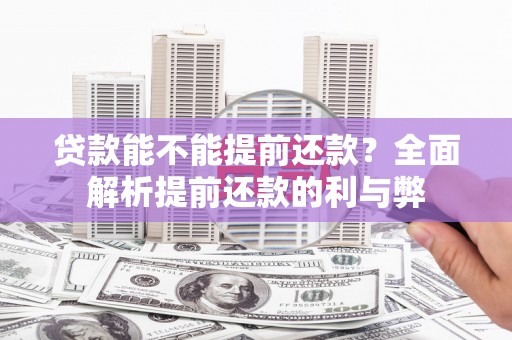 泌阳贷款能不能提前还款？全面解析提前还款的利与弊