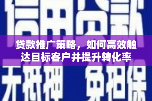 泌阳贷款推广策略，如何高效触达目标客户并提升转化率