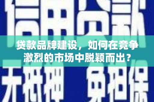 泌阳贷款品牌建设，如何在竞争激烈的市场中脱颖而出？