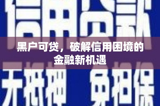 泌阳黑户可贷，破解信用困境的金融新机遇