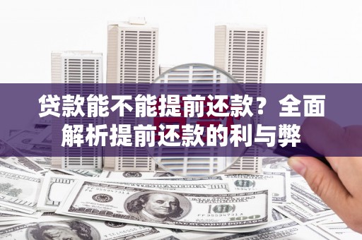 泌阳贷款能不能提前还款？全面解析提前还款的利与弊